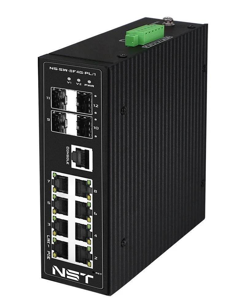 Промышленный PoE коммутатор Fast Ethernet на 8 FE RJ45 PoE + 1 GE RJ45 + 2 GE SFP порта. Порты Ethernet: 8x10/100Base-T, 1x10/100/1000Base-T, 2x1000Ba