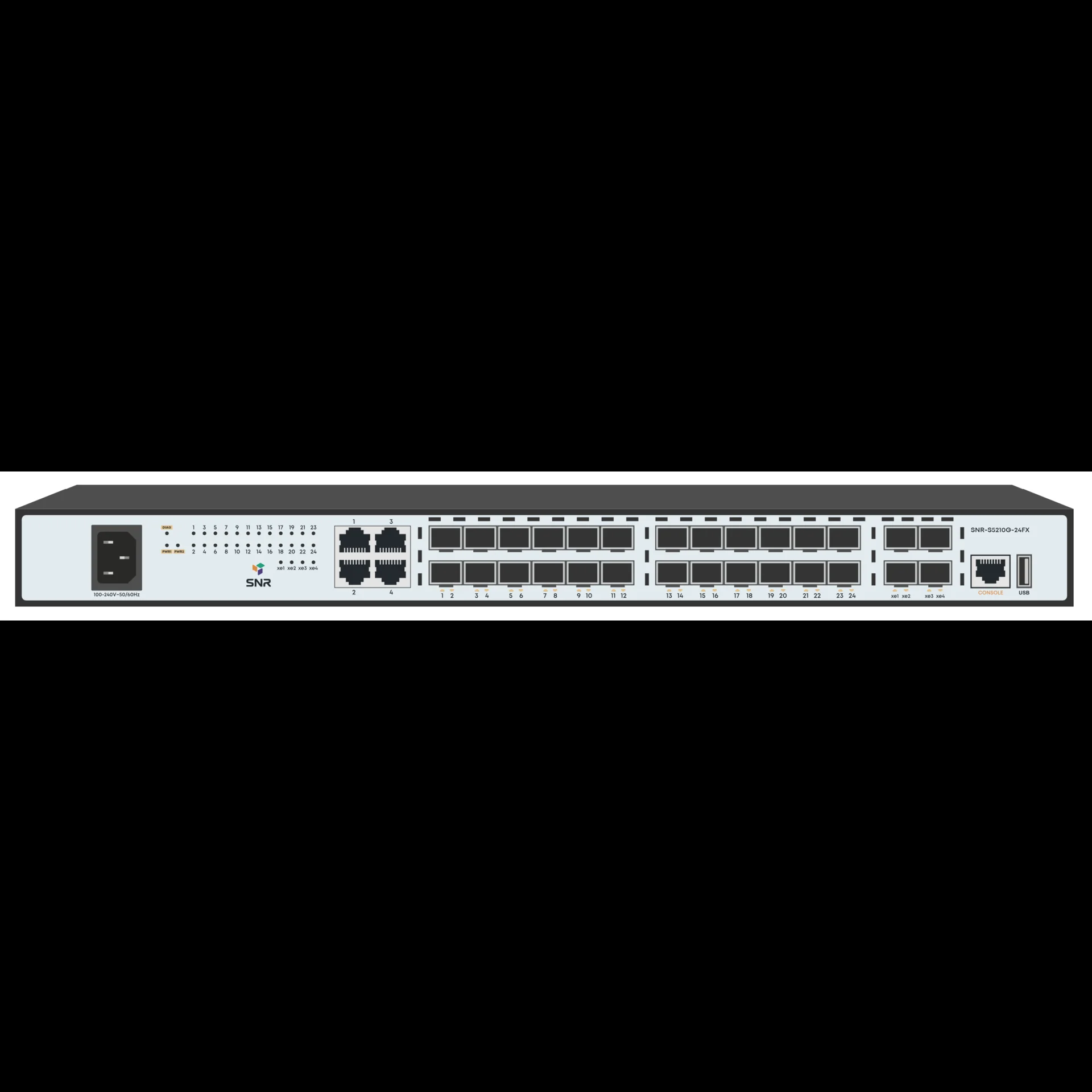 Управляемый коммутатор SNR уровня 2+, 20 портов 100/1000Base-X SFP, 4 порта Combo 10/100/1000Base-T 100/1000Base-X SFP, 4 порта 1/10G SFP+, встроенный