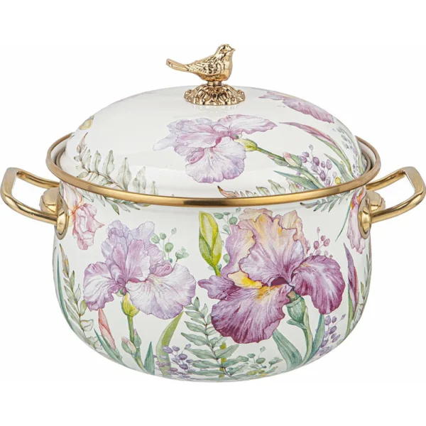 КАСТРЮЛЯ ЭМАЛИРОВАННАЯ AGNESS С КРЫШКОЙ, СЕРИЯ IRISES 3,8Л, ДИА.20СМ ПОДХОДИТ ДЛЯ ИНДУК.ПЛ