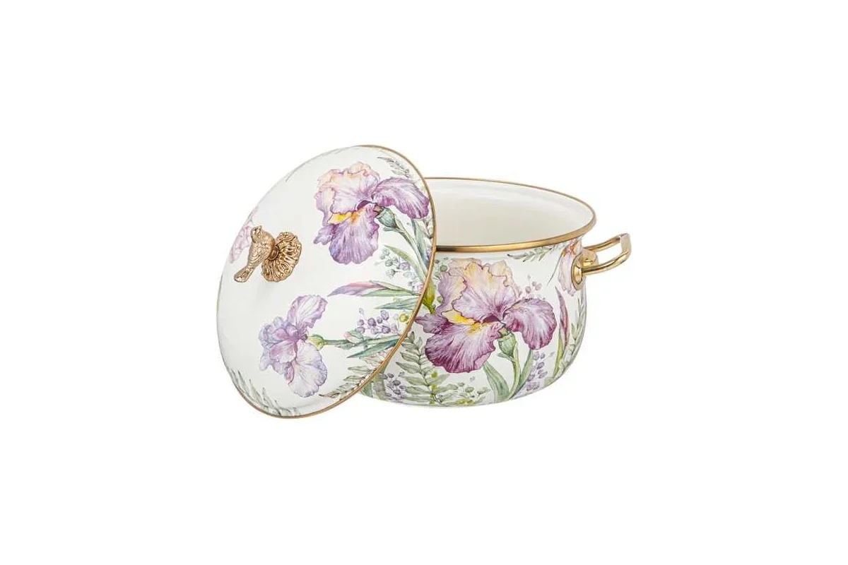 КАСТРЮЛЯ ЭМАЛИРОВАННАЯ AGNESS С КРЫШКОЙ, СЕРИЯ IRISES 4,8Л, ДИА.22СМ ПОДХОДИТ ДЛЯ ИНДУК.ПЛ
