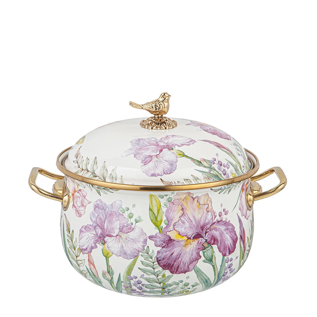 КАСТРЮЛЯ ЭМАЛИРОВАННАЯ AGNESS С КРЫШКОЙ, СЕРИЯ IRISES 4,8Л, ДИА.22СМ ПОДХОДИТ ДЛЯ ИНДУК.ПЛ