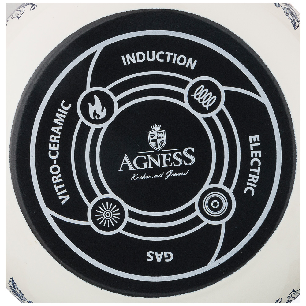 КАСТРЮЛЯ ЭМАЛИРОВАННАЯ AGNESS С КРЫШКОЙ, СЕРИЯ ВИНТАЖ, 2,8Л, ДИАМЕТР=18СМ (КОР=4ШТ.)