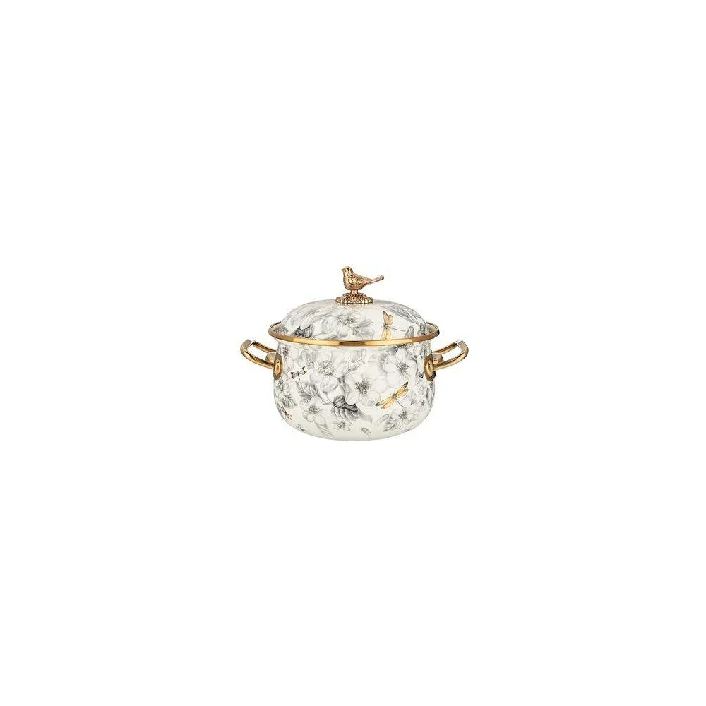 КАСТРЮЛЯ ЭМАЛИРОВАННАЯ AGNESS С КРЫШКОЙ, СЕРИЯ ЯБЛОНЕВЫЙ САД, 2,1Л, ДИА.16СМ