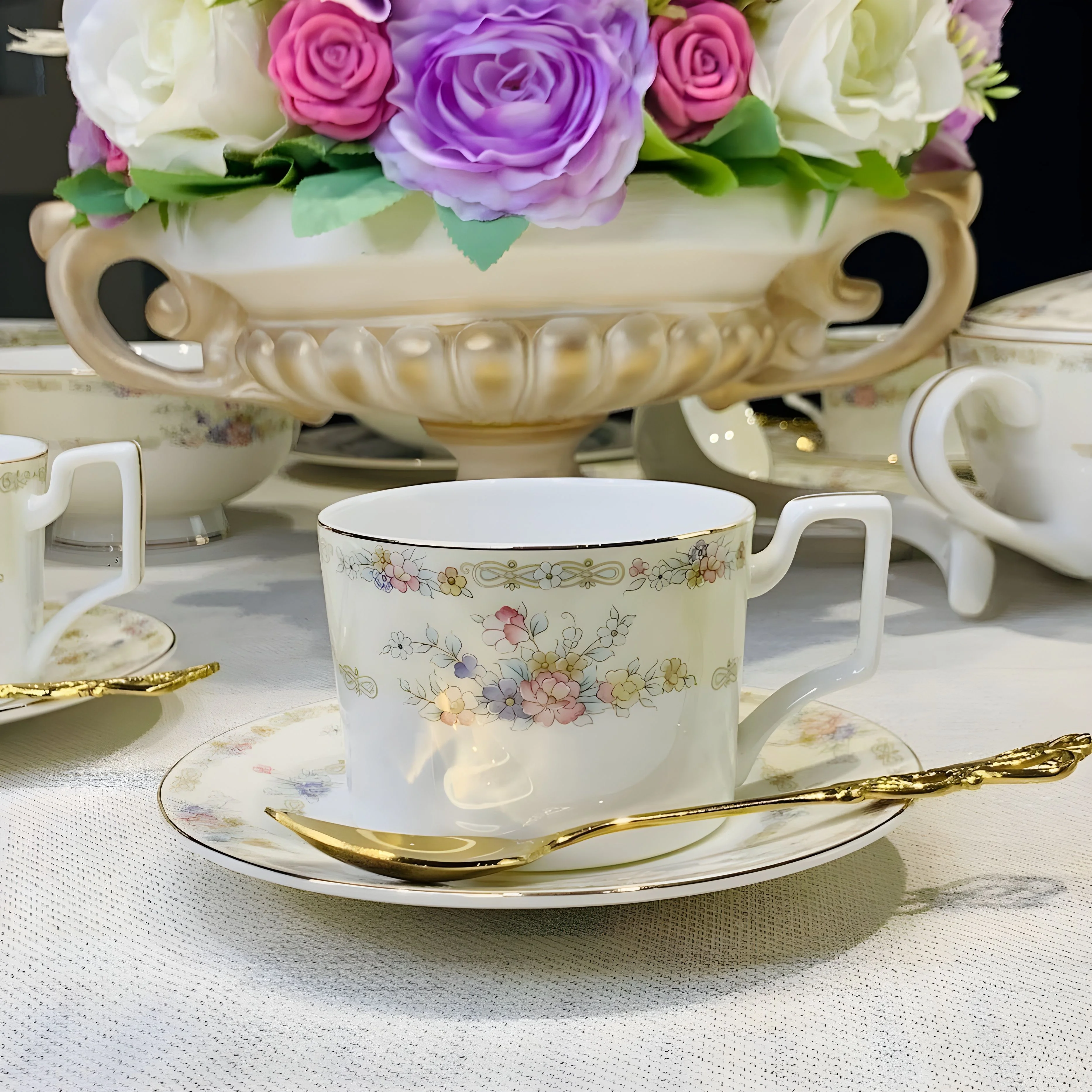 145-326 Кофейный набор 12пр. 110 мл FLEUR в под.уп.(х10)Костяной фарфор
