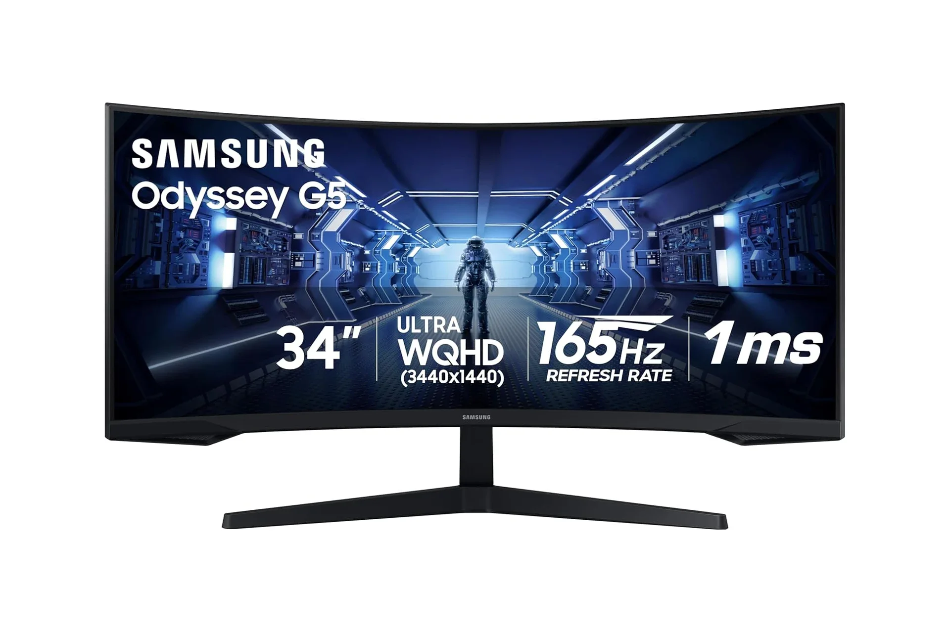 МОНИТОР 34" Samsung LC34G55TWWPXEN Black (VA, изогнутый, 3440x1440, 165Hz, 1 ms, 178°/178°, 250 cd/m, 2500:1, +НDMI)