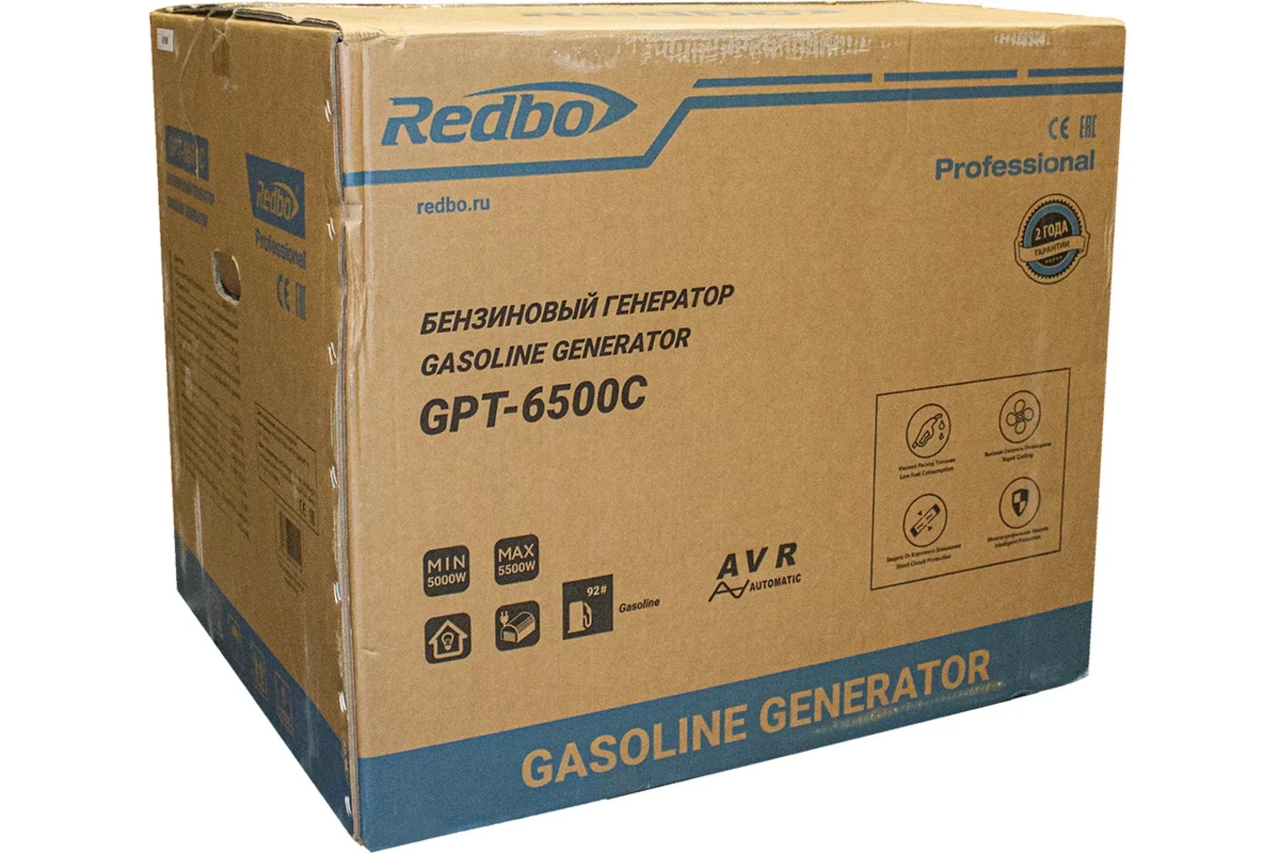Генератор бензиновый REDBO GPT-6500KC (5,0 кВт/5,5 кВт, ручной стартер/элктро.стартер) (арт.30296)