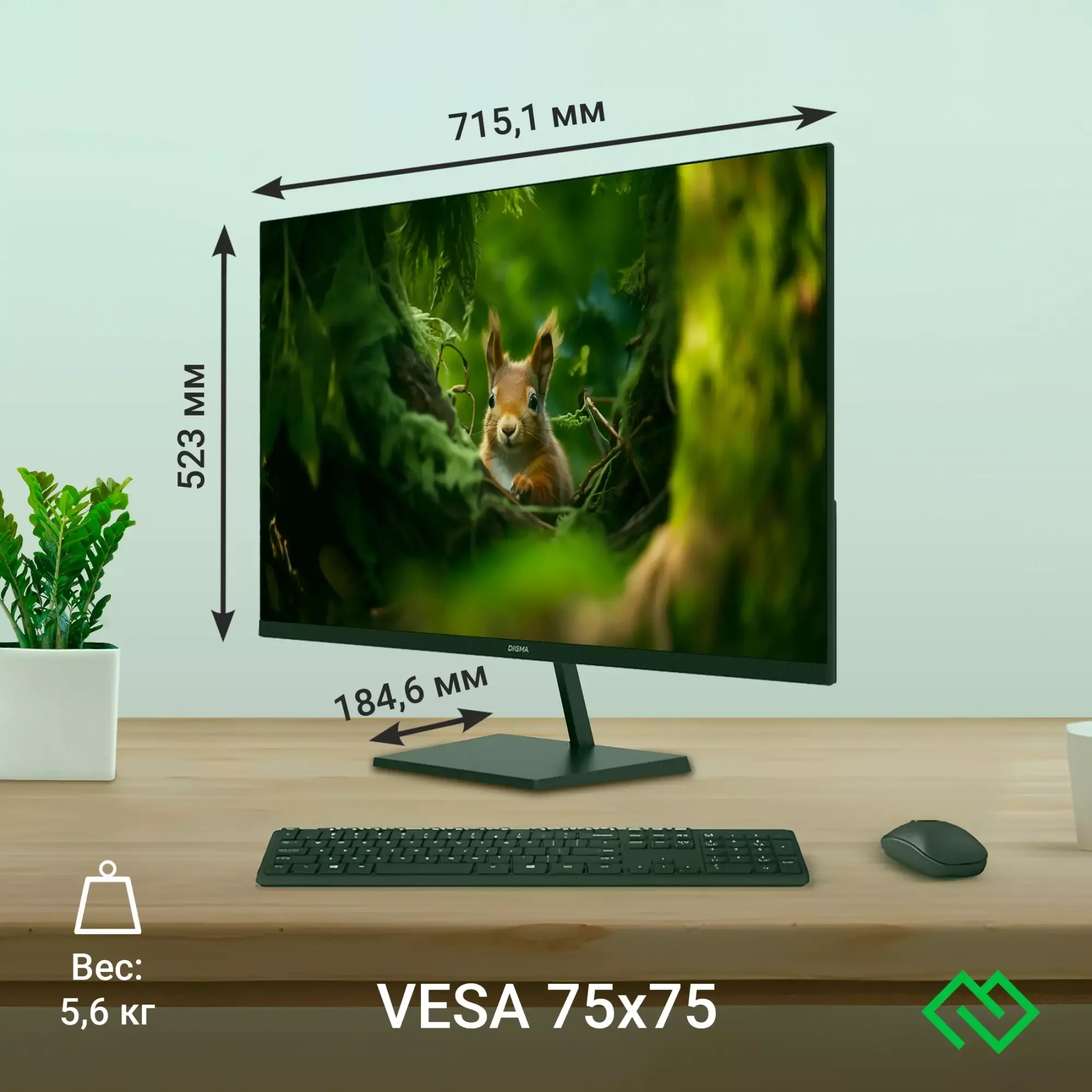 Монитор Digma Progress 32P501F 31.5" IPS 1920x1080, 75 Гц, 1 мс, 16:9, 300 кд/м2, 1xHDMI, выход на наушники, черный