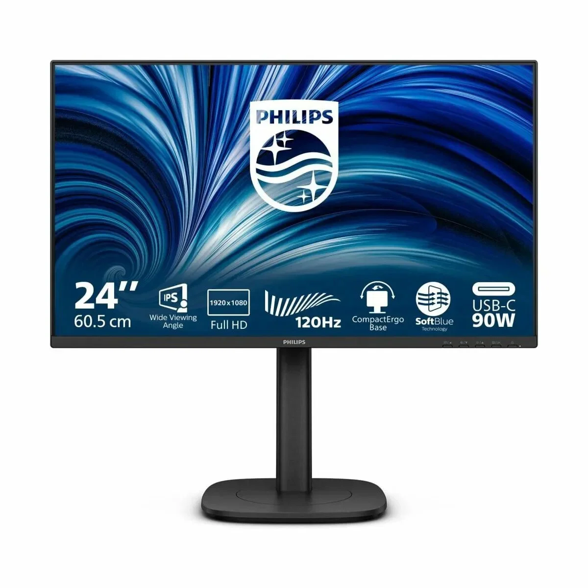 Мониторы 23,8" Philips 24B2U3301  2560x1440, WLED, 16:9, IPS, 350cd, 1500:1, 4ms, 50M:1, 178/178, HDMI, DP, USB Hub: 4*USB3.2, USB-C(PD90W), RJ45, Spe