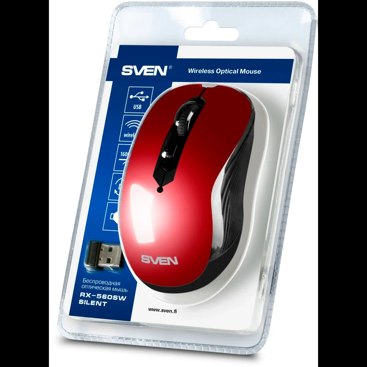 Беспроводная мышь SVEN RX-560SW красный (SV-017071)