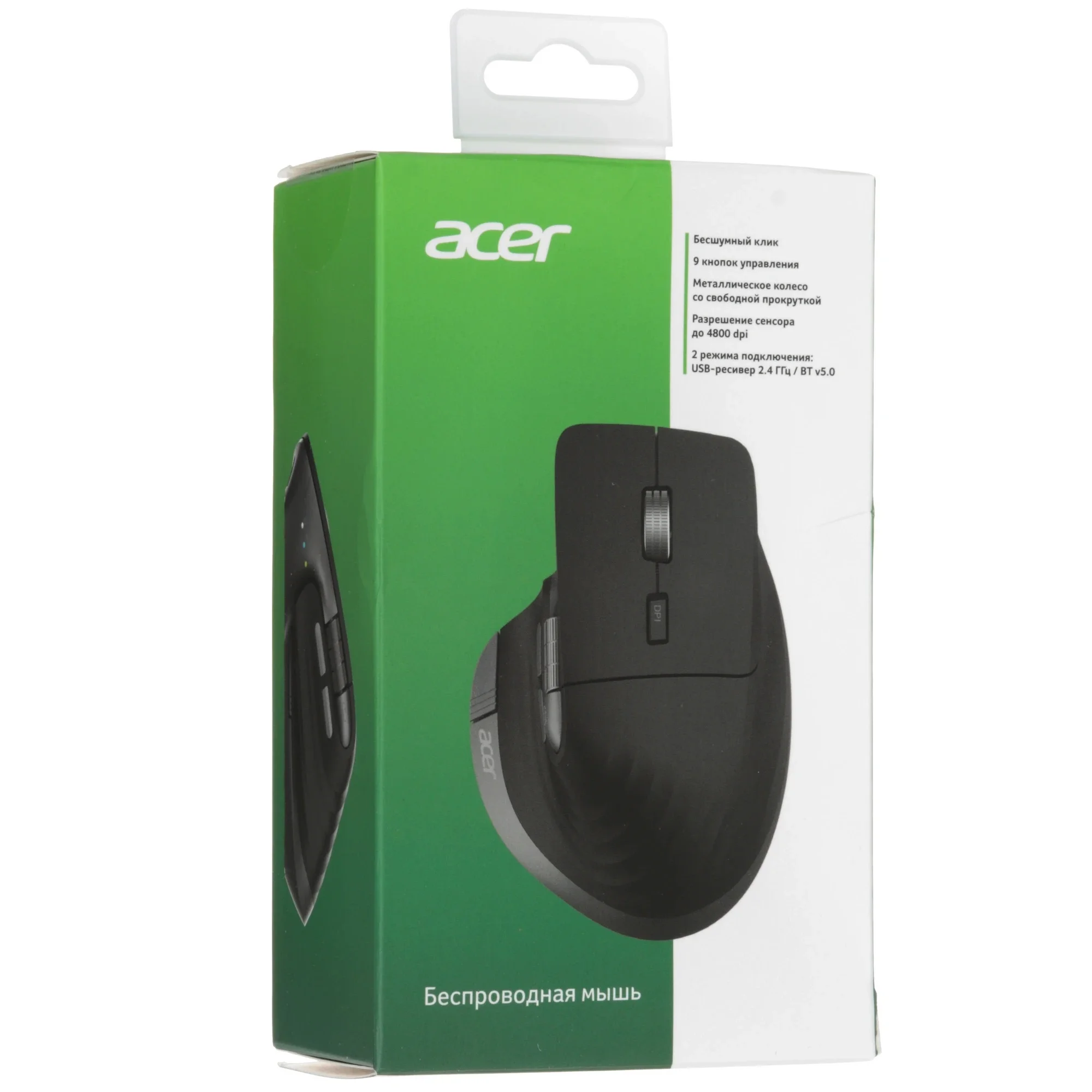 Мышь Acer OMR504 черный оптическая 3200dpi silent беспров. BT/Radio USB 4but (ZL.MCE11.01D)
