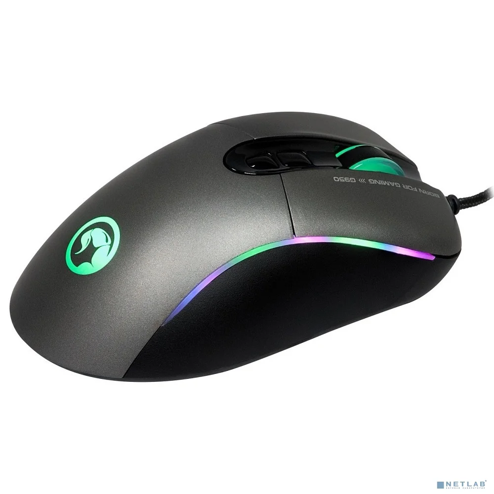 Мышь MARVO G950 Black USB Мышь игровая проводная оптическая, 4000dpi, Сенсор Avago A3050, 7 кнопок, RGB подсветка, Программируемые кнопки, Сменные бок