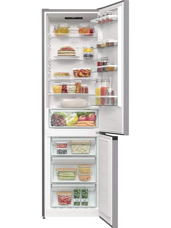 Холодильник Gorenje NRK6201ES4 серебристый двухкамерный 235/96 л морозилка снизу, No Frost