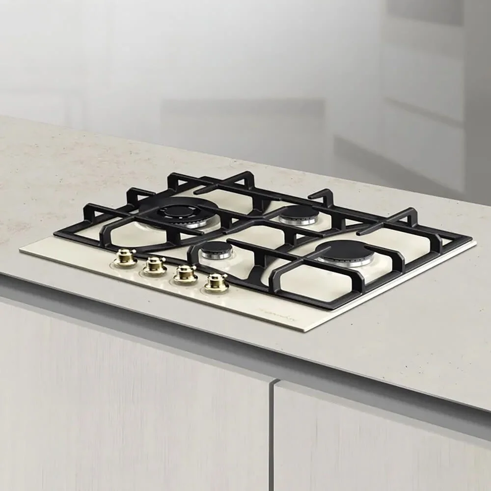 Газовая варочная панель Kuppersberg FS 610 C Bronze, газ, Classic, 61 см, автоматический электроподжиг, газ-контроль, SABAF конфорки, чугунные решетки