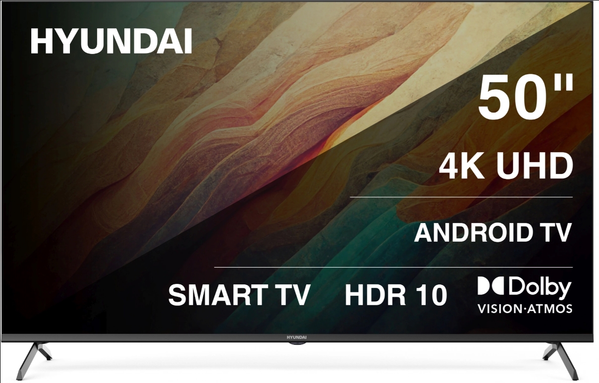 Телевизор LED 50" Hyundai H-LED50BU7009 Smart Android TV Frameless черный/4K Ultra HD/DVB-T/60Hz MEM