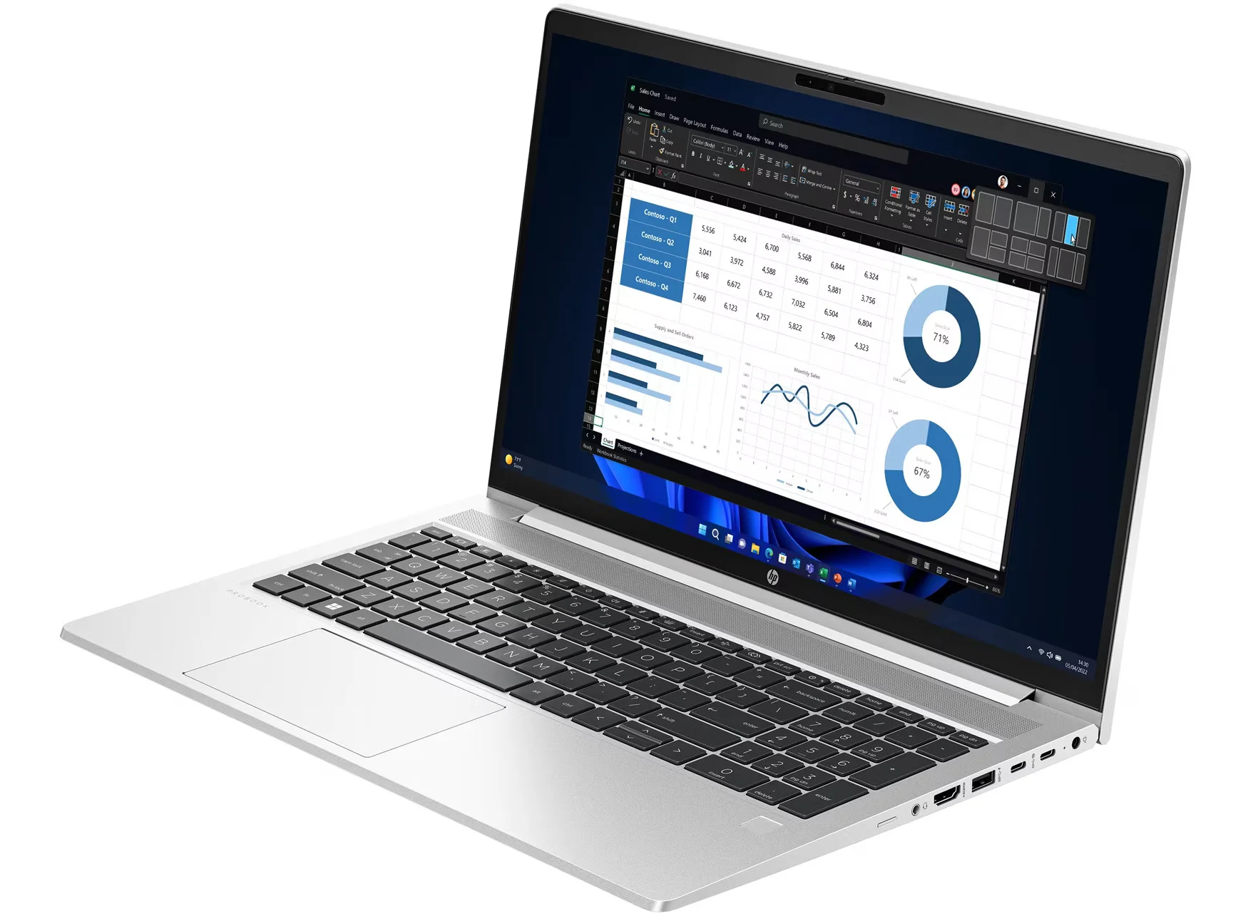 Ноутбук HP ProBook 4 G1iR 14" WUXGA IPS, Intel Core 5 210H, 16Gb, 512Gb SSD, no OS, серебристый*