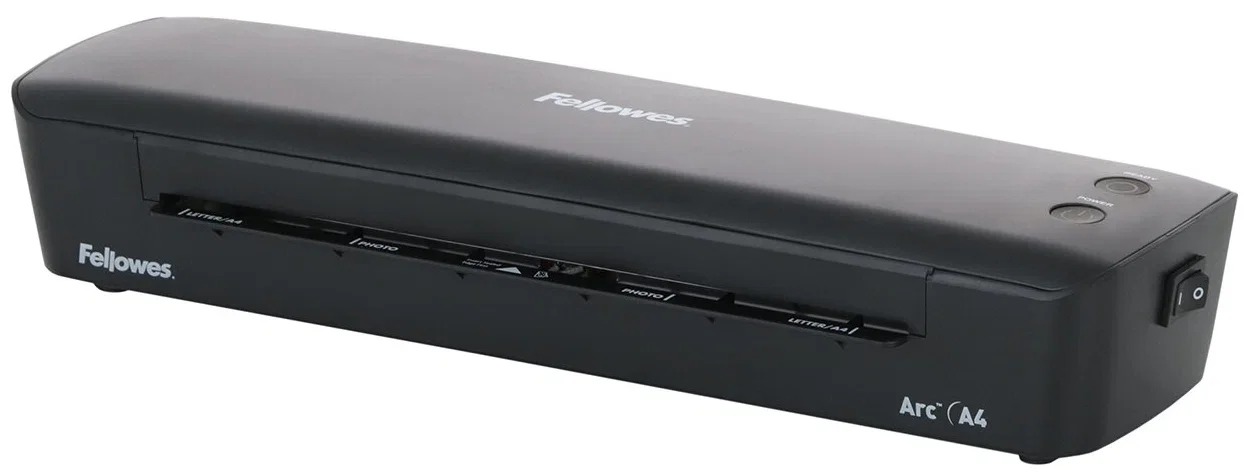 Fellowes® Ламинатор Arc A4 , 75/80 мкм, 30 см/мин, AutoShutOff, механизм освобождения, стартовый набор пленок.