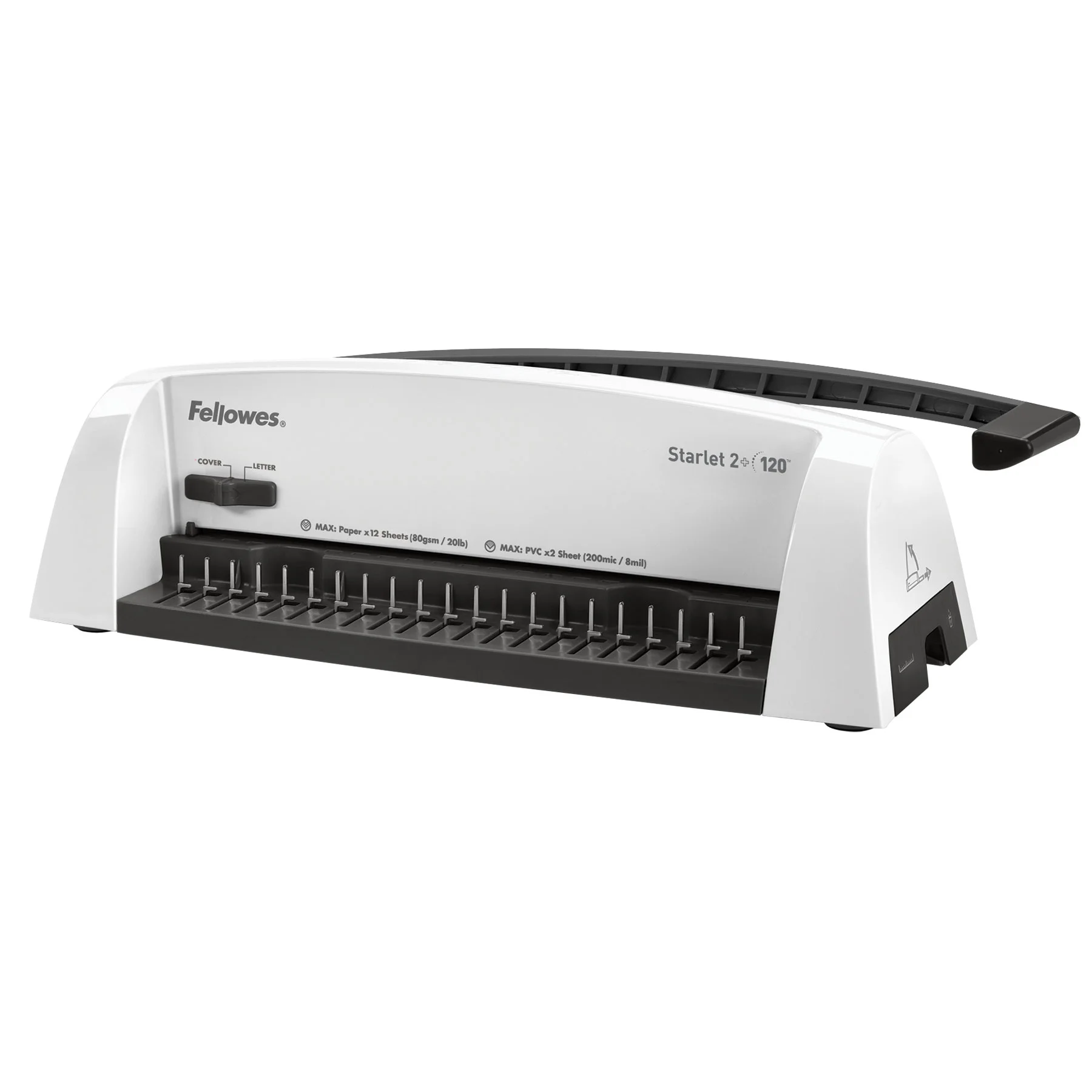 Fellowes® Переплетчик STARLET 2+ на пластиковую пружину, сшивает до 120 лст., перфорирует 12 лст.