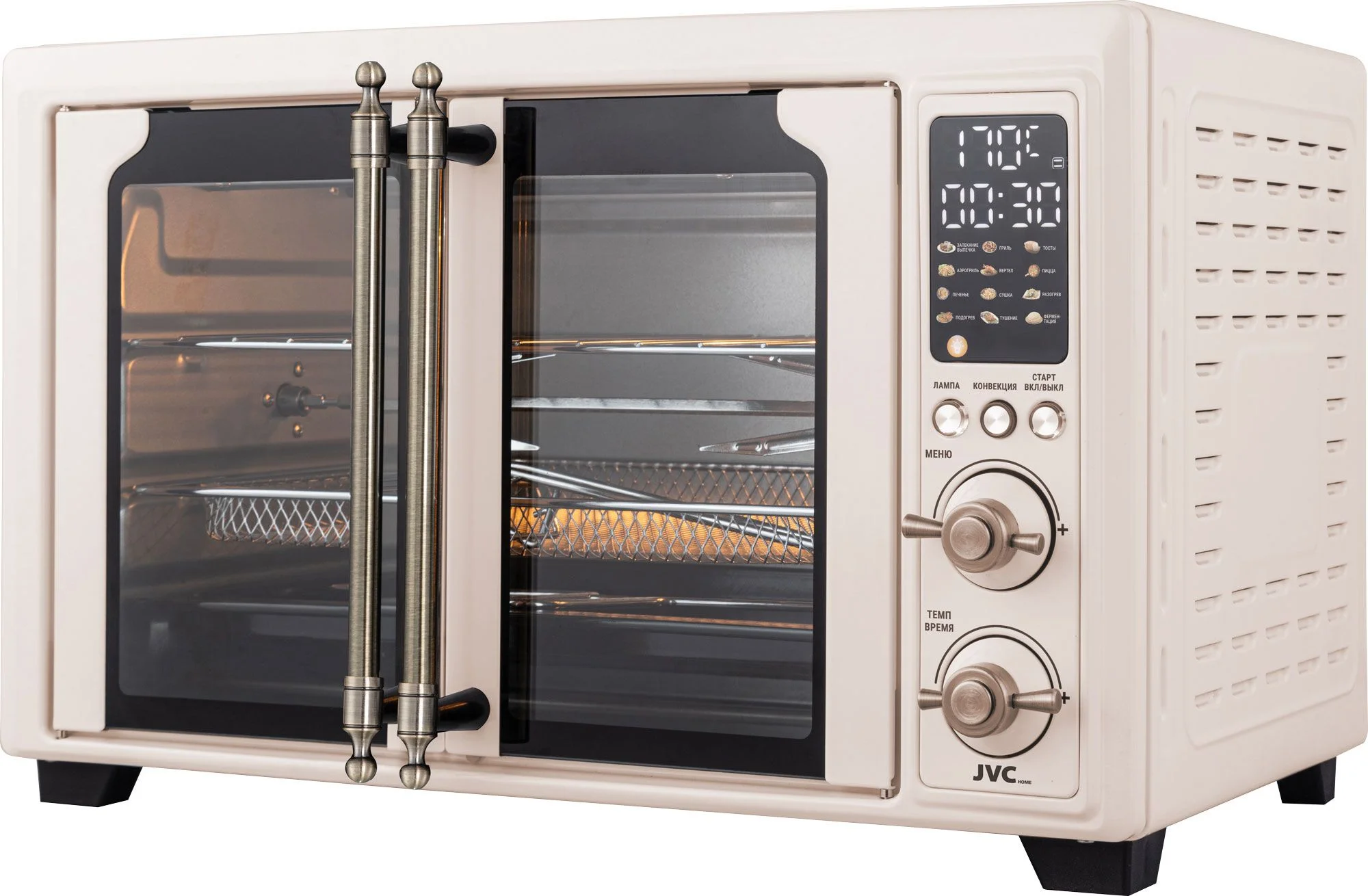 Печь JVC JH-MO351 Бежевая (35 л, 2000 Вт, таймер 0-72ч, 35-230°С)