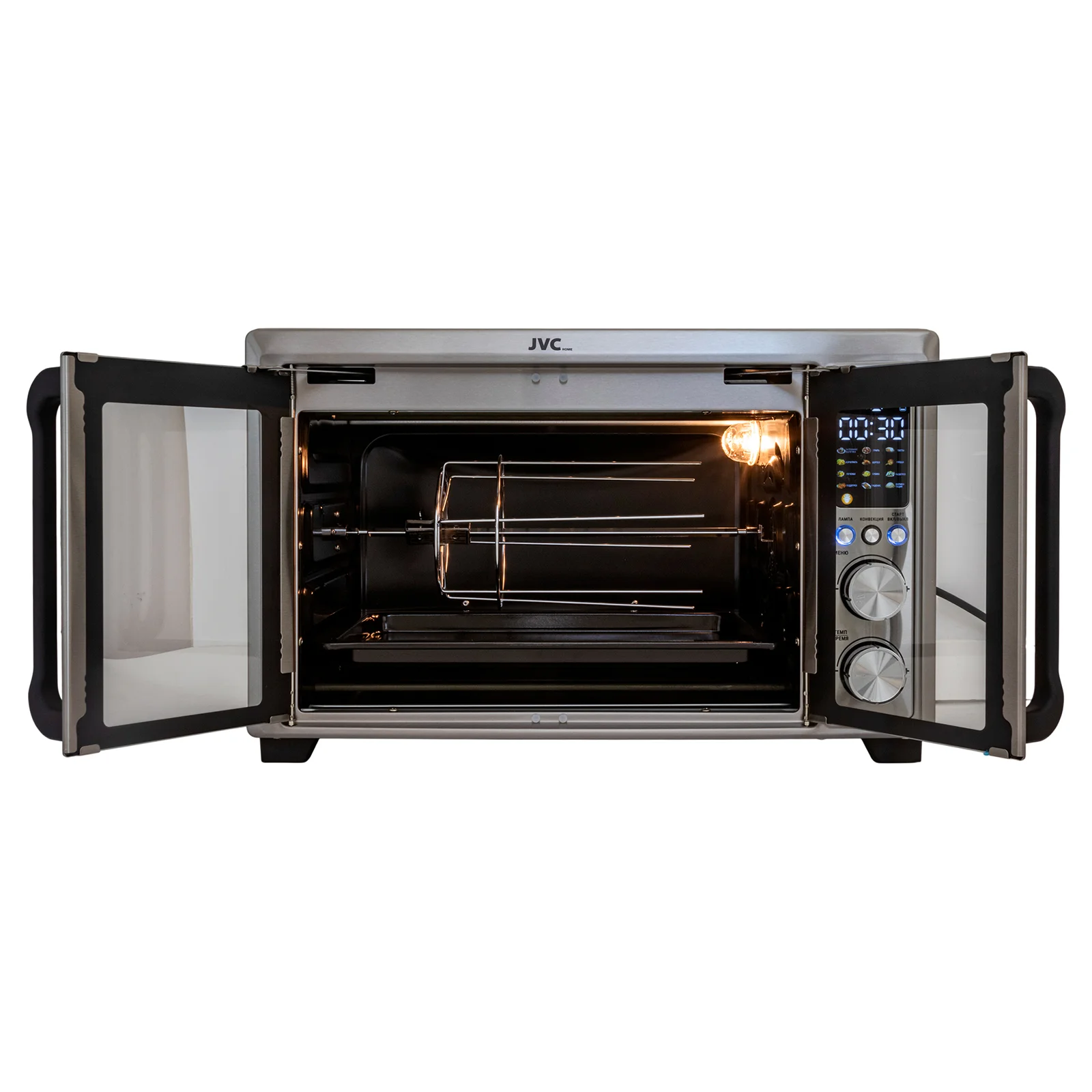 Печь JVC JH-MO355 (35 л, 2000 Вт,таймер 1-72час,Цвет.Диспл 35-230°С Конвекция Гриль)