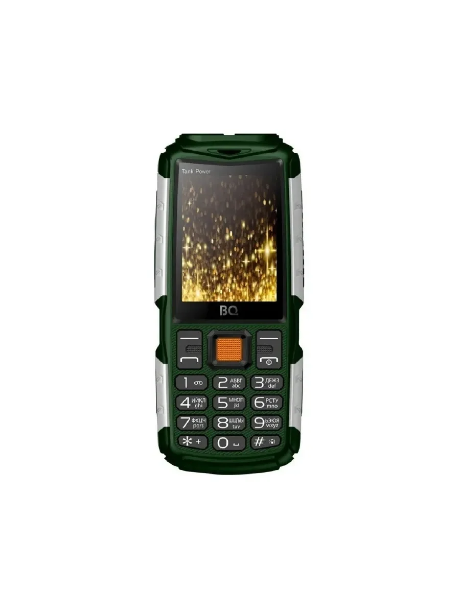 Мобильный телефон BQ 2430 Tank Power зеленый/серебристый