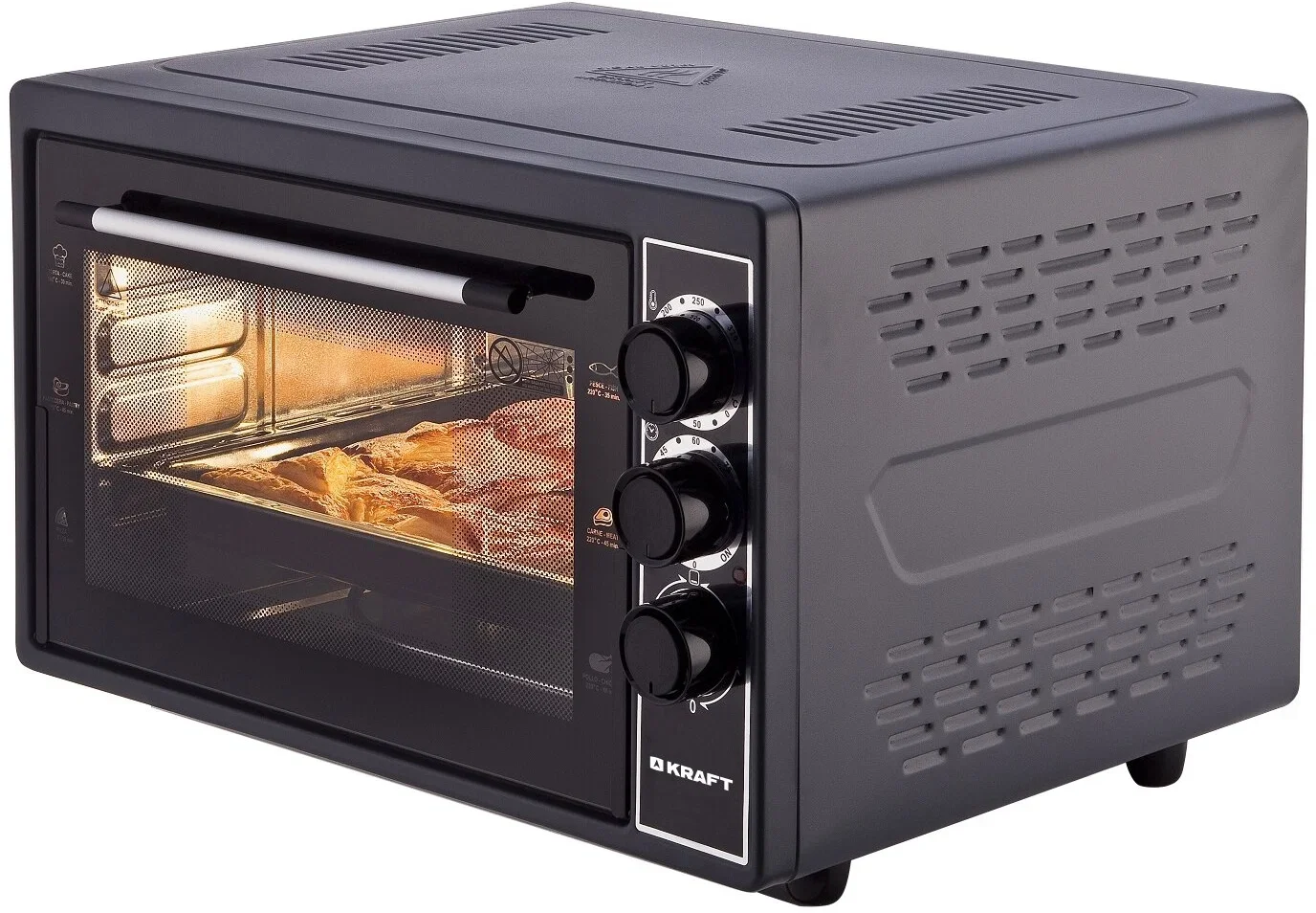 Мини-печь Kraft KF-MO3804RKBL черный Мощность 1500(Вт),Объем 38(Л)