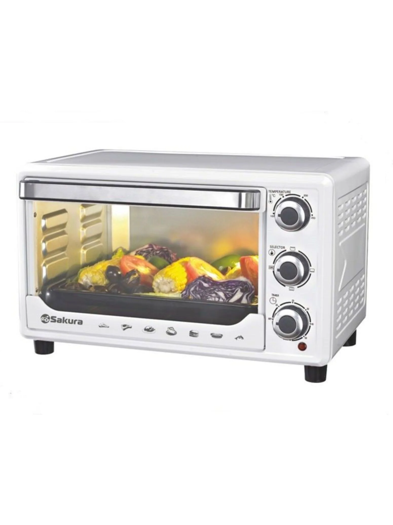 Мини-печь Sakura SA-7000WP 27л, духовка 1500Вт, механ.управление, белый