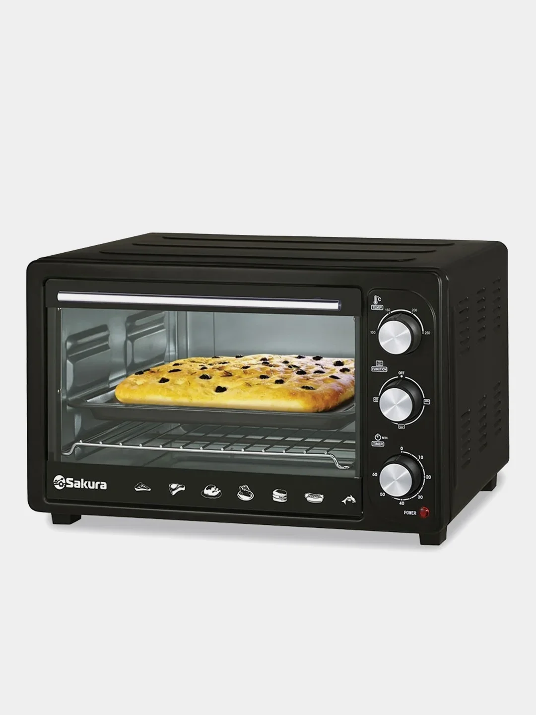 Мини-печь Sakura SA-7025B 1500Вт 30л таймер черный
