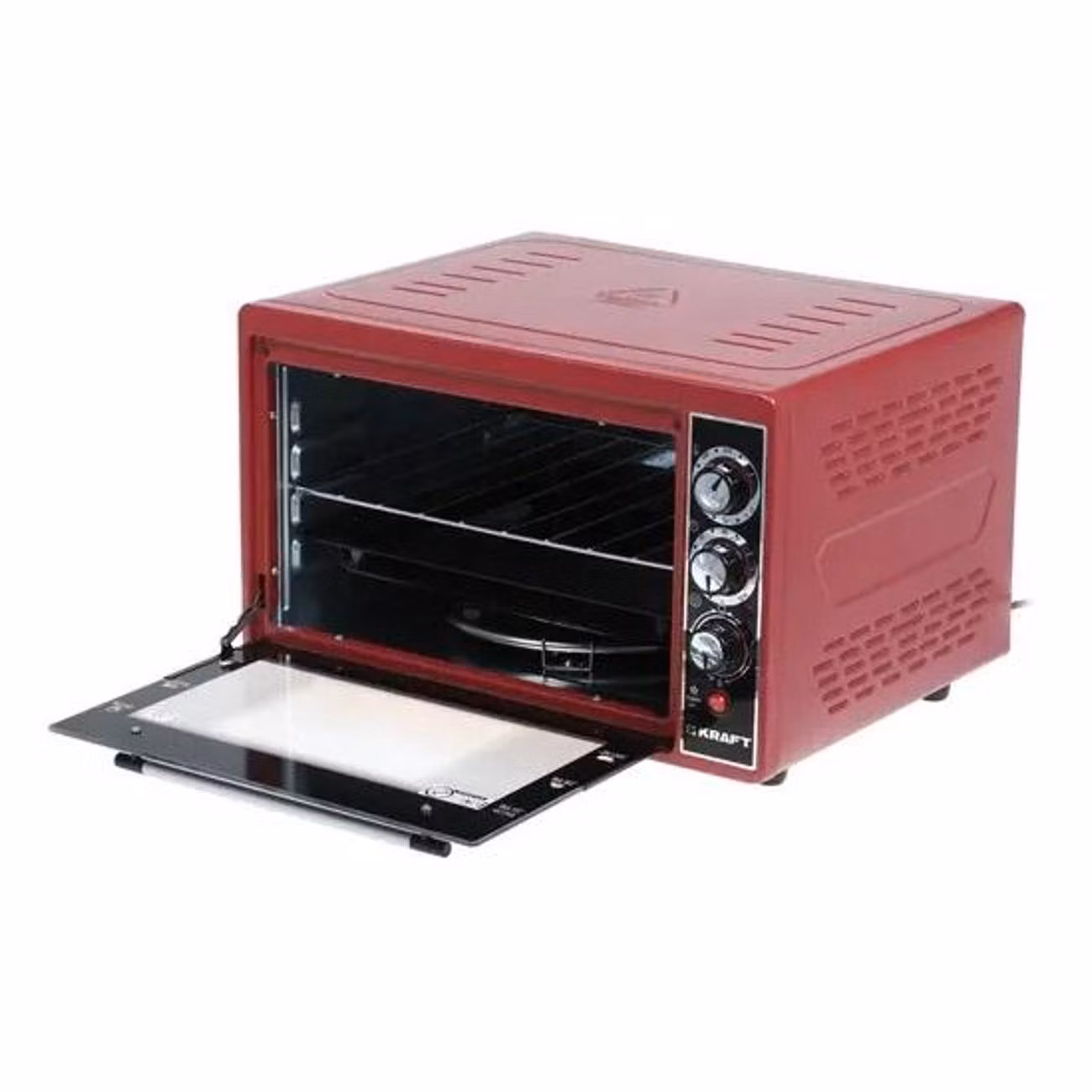 Мини-печь Kraft КF-MO3804KR красный Мощность 1500(Вт),Объем 38(Л),Напряжение 220-240(В),Максимальная температура 320(°С),Внутренняя подсветк