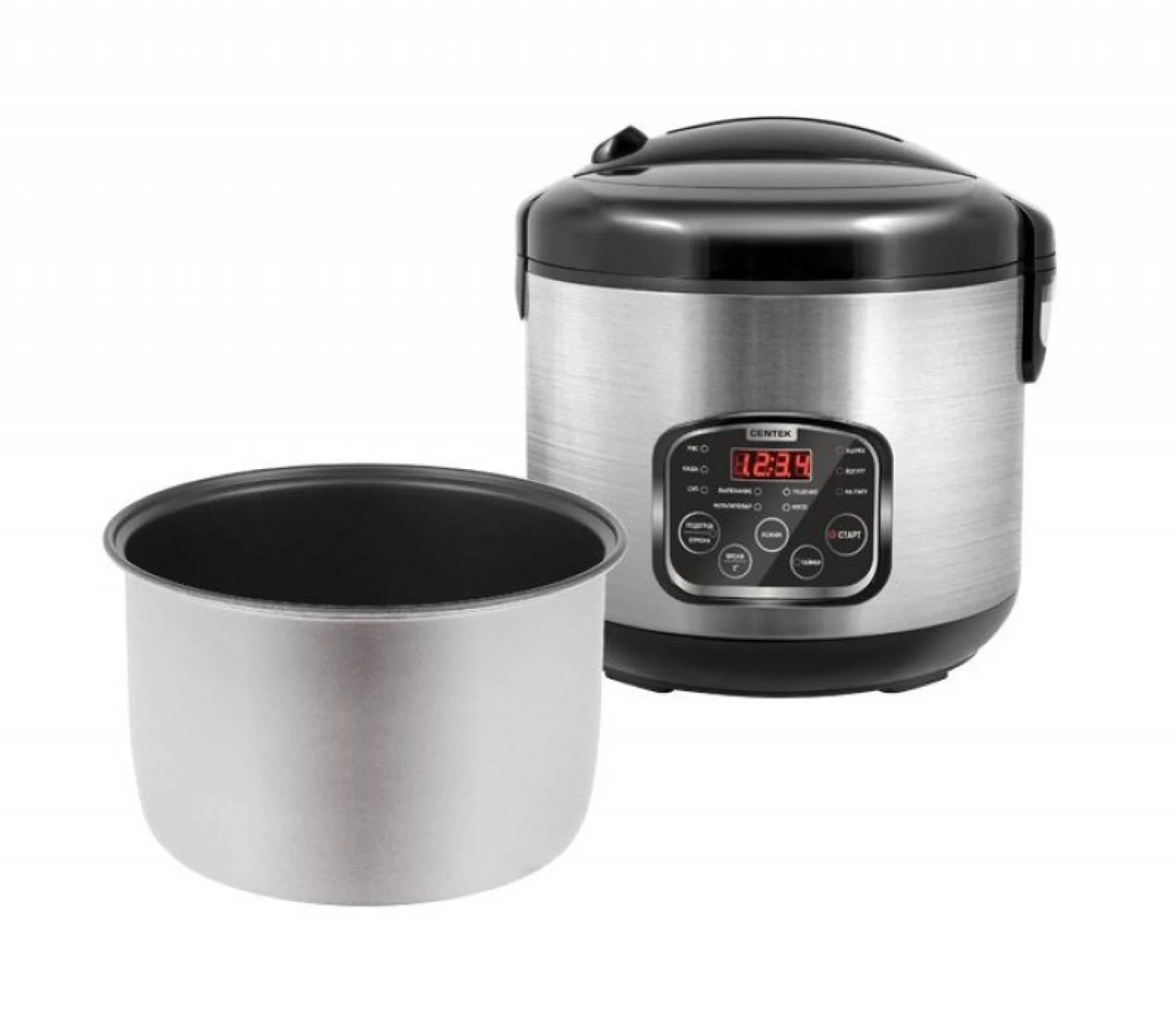 Мультиварка Centek CT-1490 (сталь)скороварка,1000Вт; 5.0л, 8 программ, ненагр крышка, а/п покр(4)