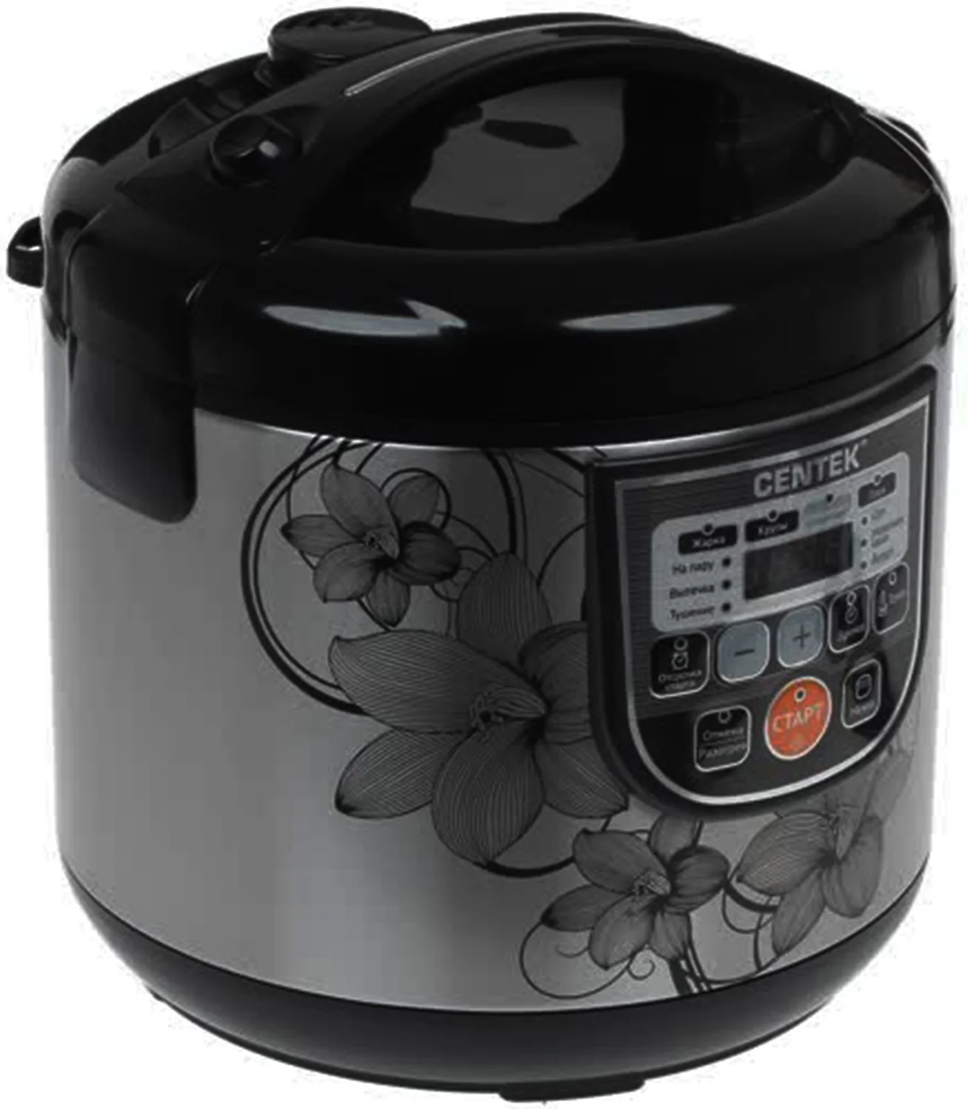 Мультиварка Centek CT-1498 (черный, сталь) 700Вт, 5.0л, 10 программ + 28 программ Мультишеф