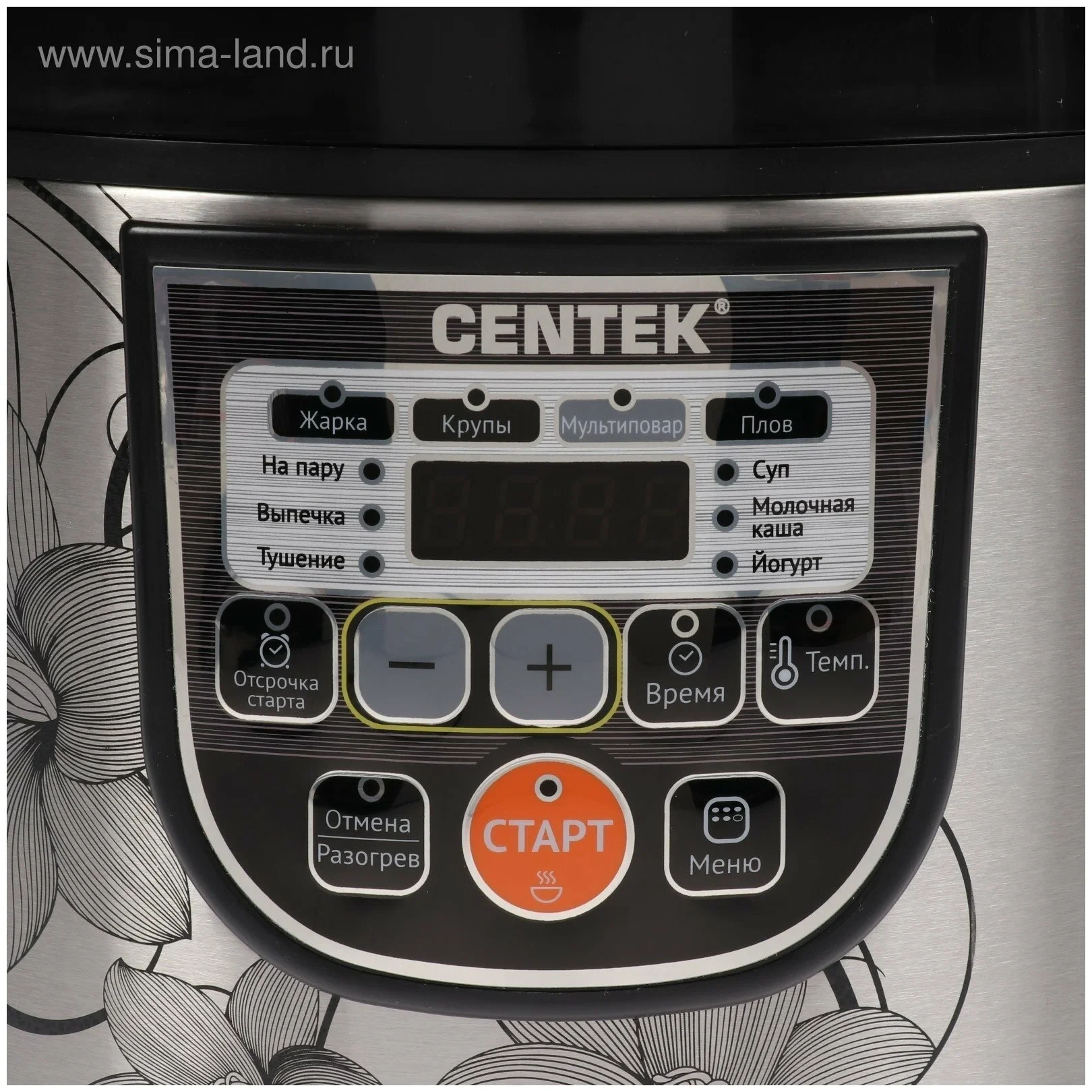 Мультиварка Centek CT-1498 (черный, сталь) 700Вт, 5.0л, 10 программ + 28 программ Мультишеф