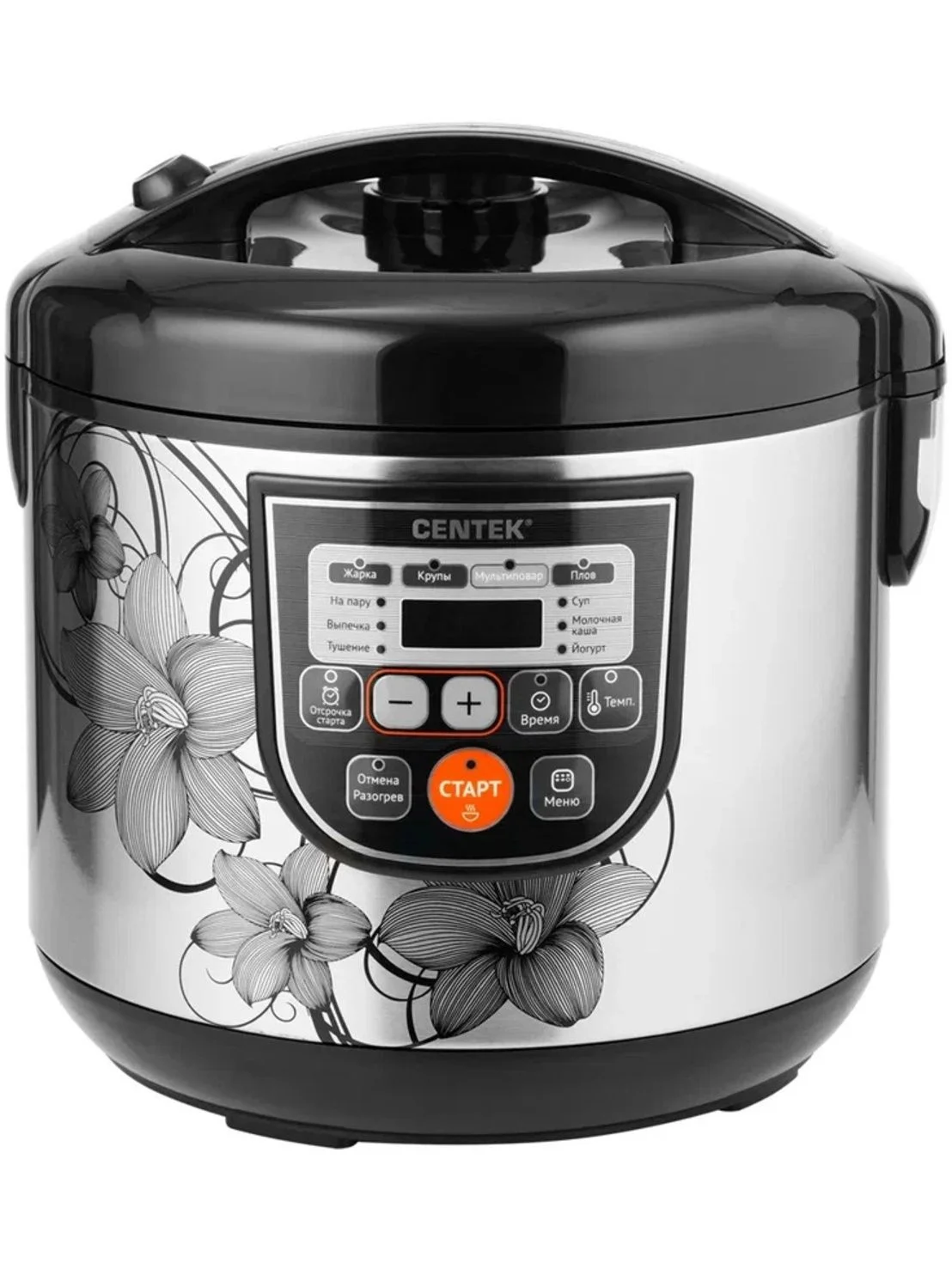 Мультиварка Centek CT-1498 Ceramic черный, сталь 700 Вт, 5.0л, КЕРАМИЧЕСКОЕ ПОКРЫТИЕ ЧАШИ, 10 пр-м.