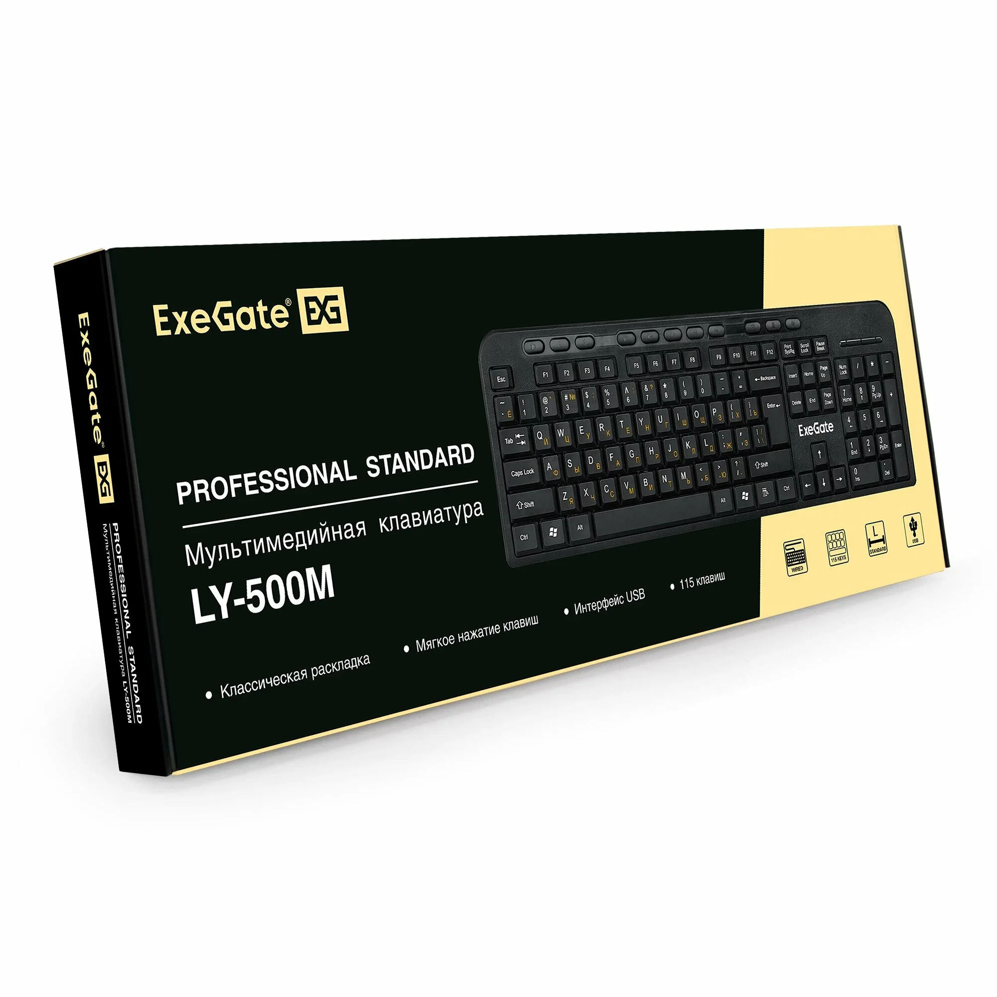 Клавиатура проводная ExeGate Multimedia Professional Standard LY-500M (EX286177RUS) проводная, USB, черный