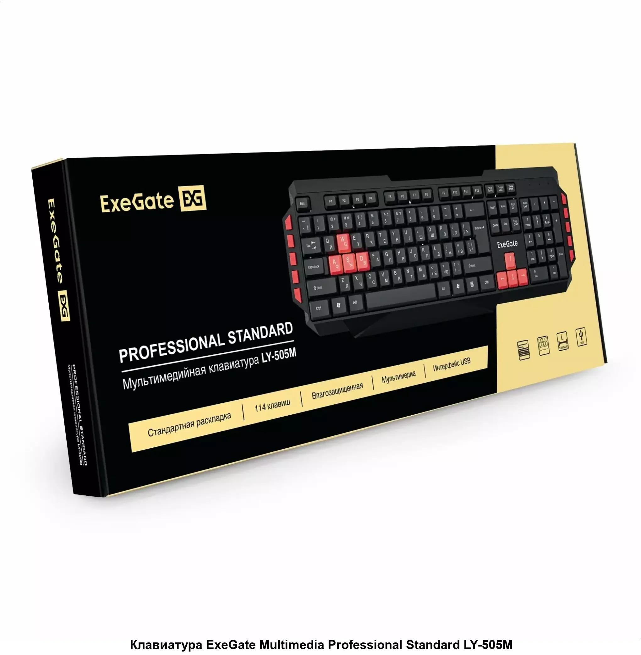 Клавиатура проводная ExeGate Multimedia Professional Standard LY-505M проводная, USB, черный