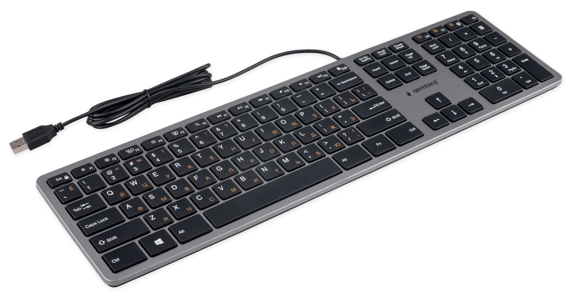 Клавиатура проводная Gembird KB-8420, USB, серый