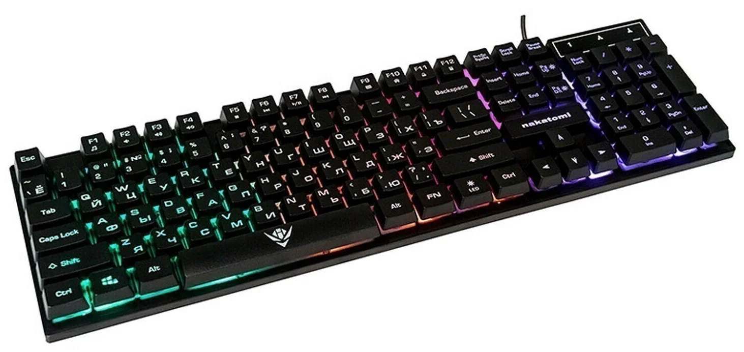 Клавиатура проводная KG-23U BLACK Nakatomi Gaming - игровая с RGb-подсветкой, USB, черная