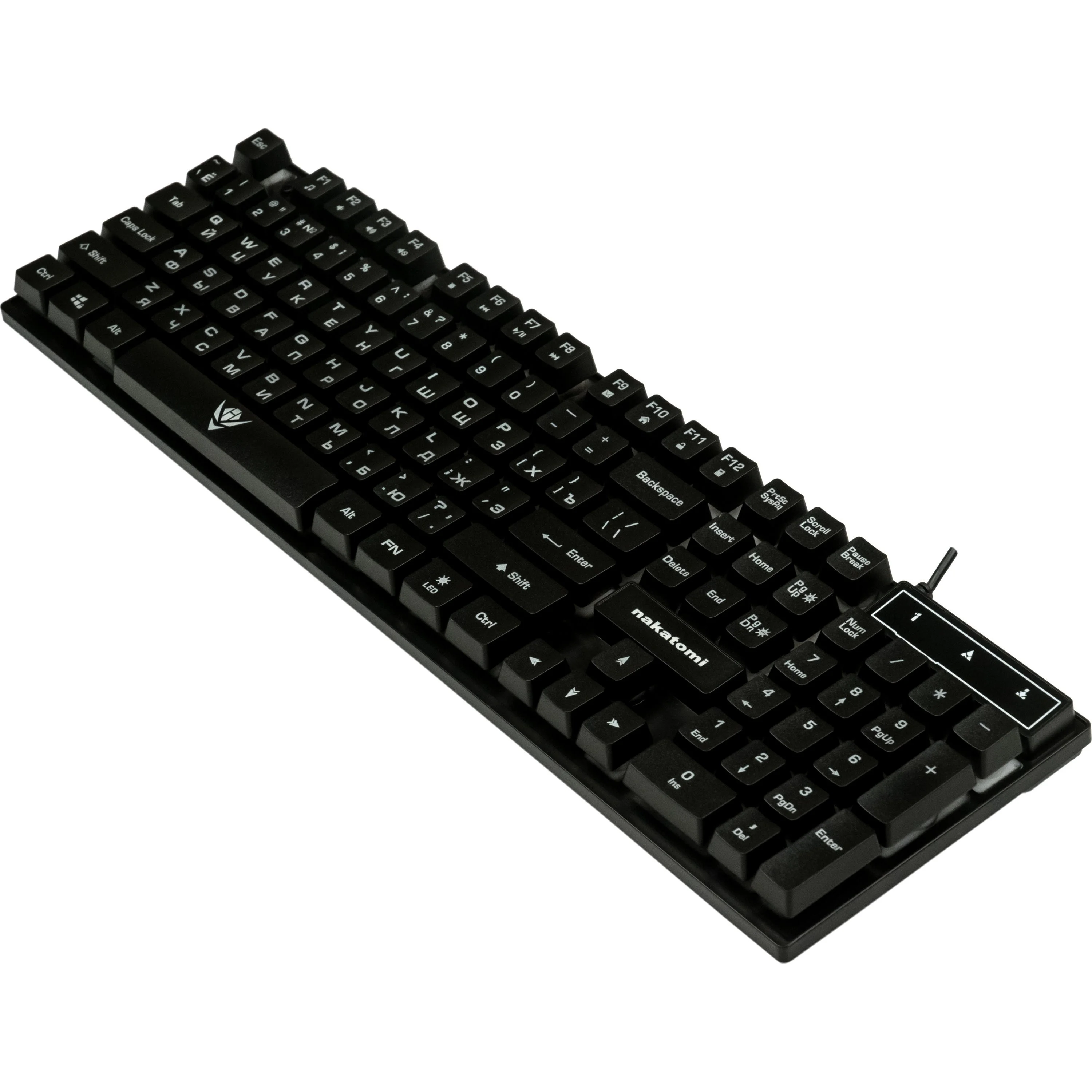 Клавиатура проводная KG-23U BLACK Nakatomi Gaming - игровая с RGb-подсветкой, USB, черная