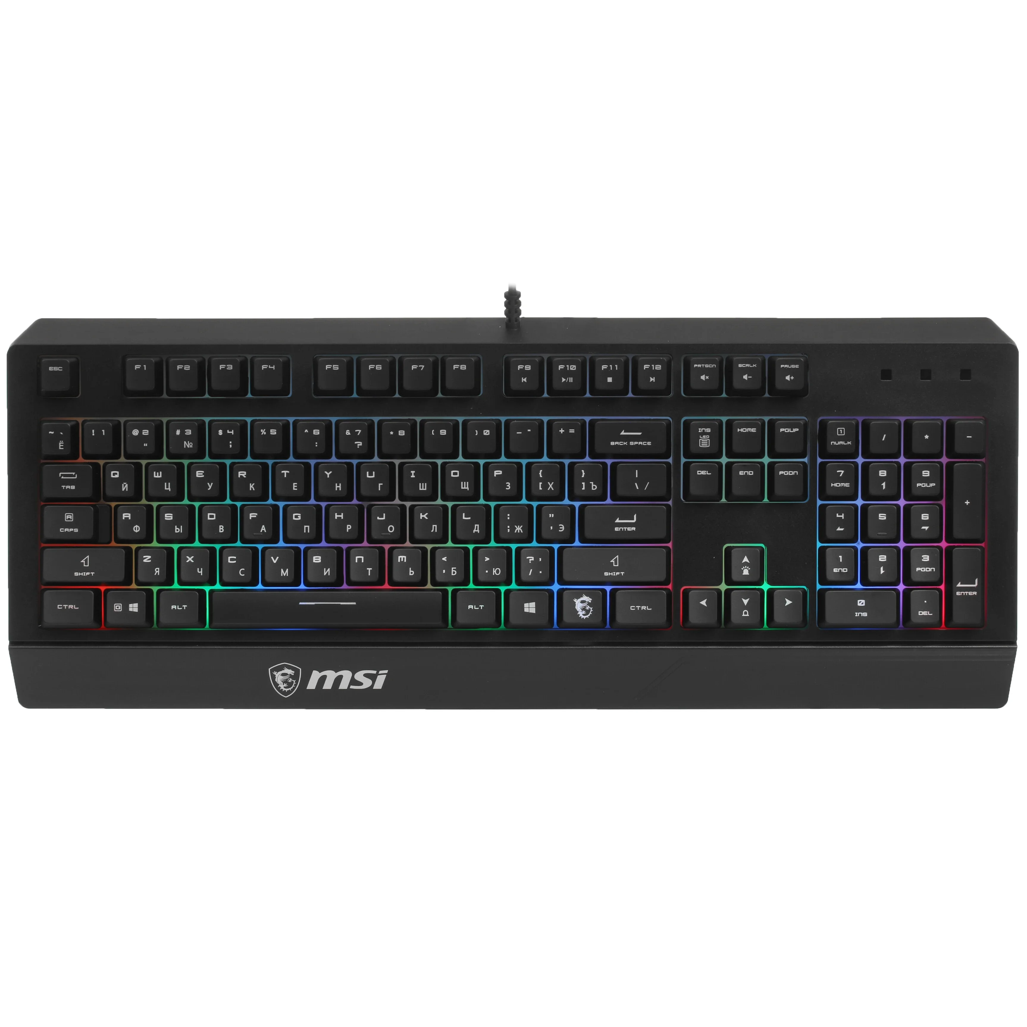 Клавиатура проводная MSI VIGOR GK20 RU черный USB Multimedia for gamer LED (подставка для запястий)