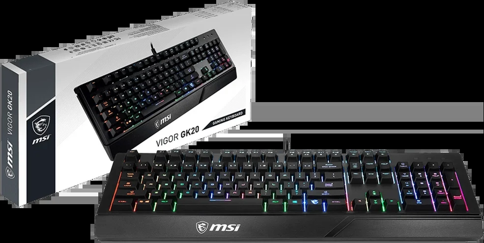 Клавиатура проводная MSI VIGOR GK20 RU черный USB Multimedia for gamer LED (подставка для запястий)