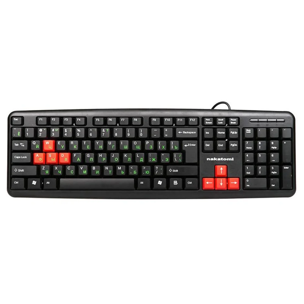 Клавиатура проводная NAKATOMI KN-02U USB черный-красный