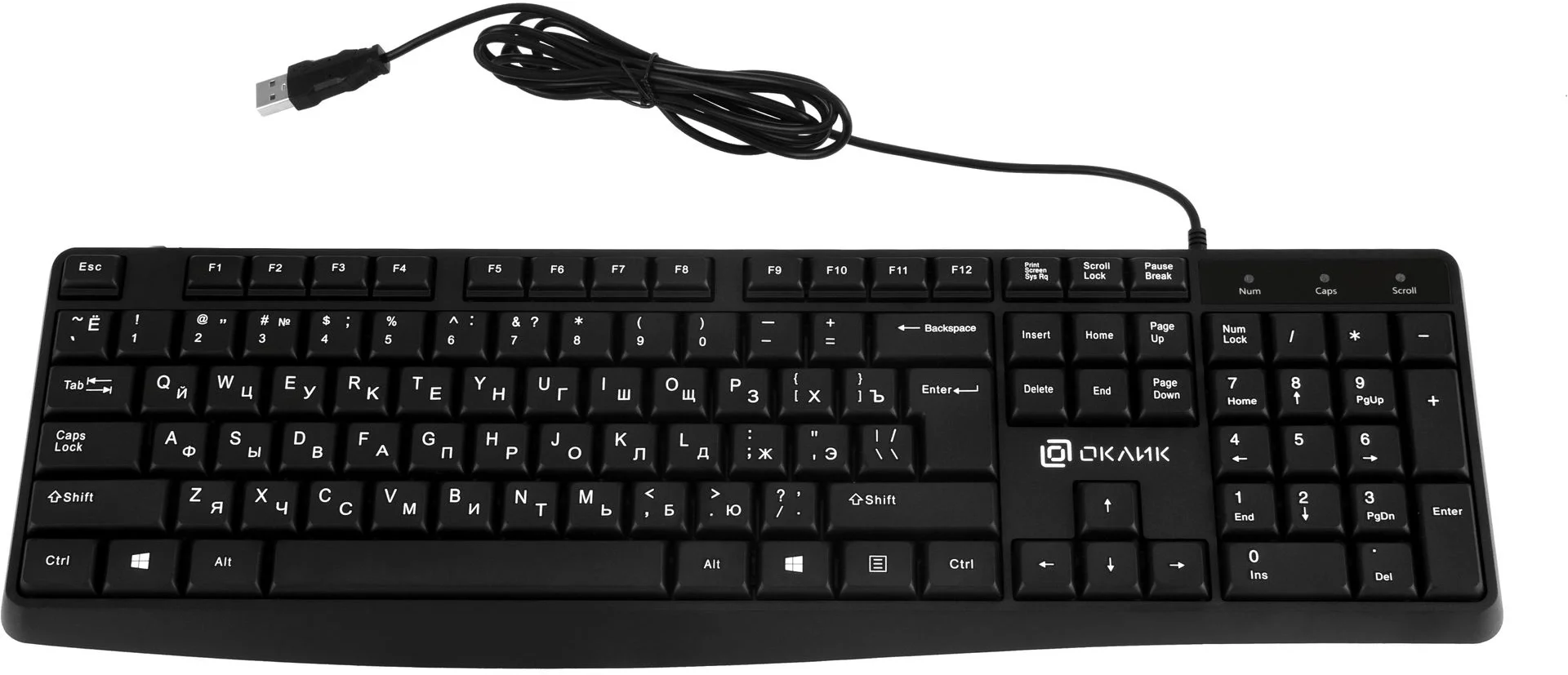 Клавиатура проводная Oklick 145M, USB, черный