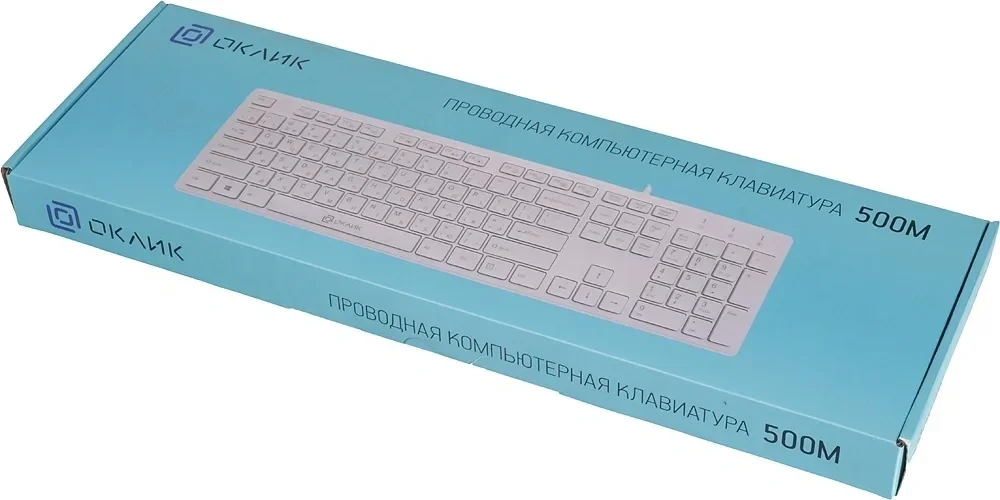 Клавиатура проводная Oklick 500M, USB, белый