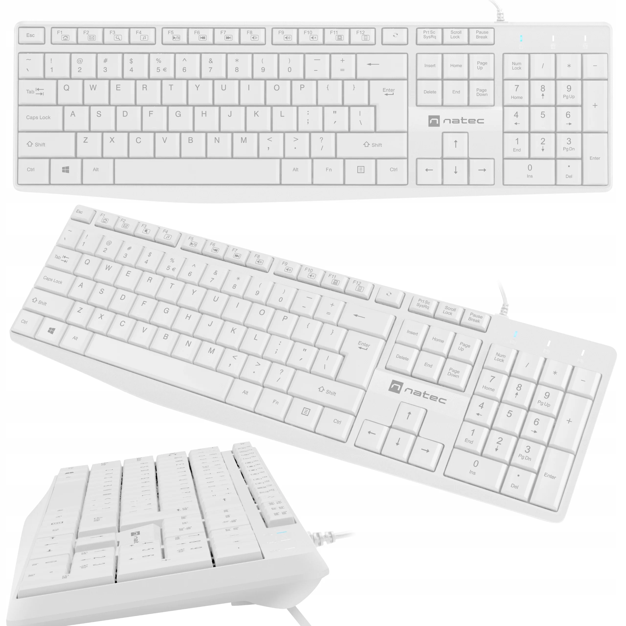 Клавиатура проводная Oklick 500M, USB, белый