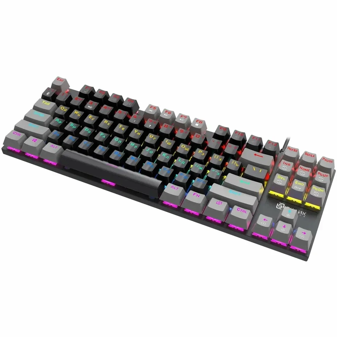 Клавиатура проводная Oklick K600X механическая черный/серый USB Multimedia for gamer LED