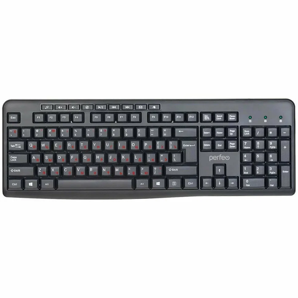 Клавиатура проводная Perfeo PUSH Multimedia, USB, черная