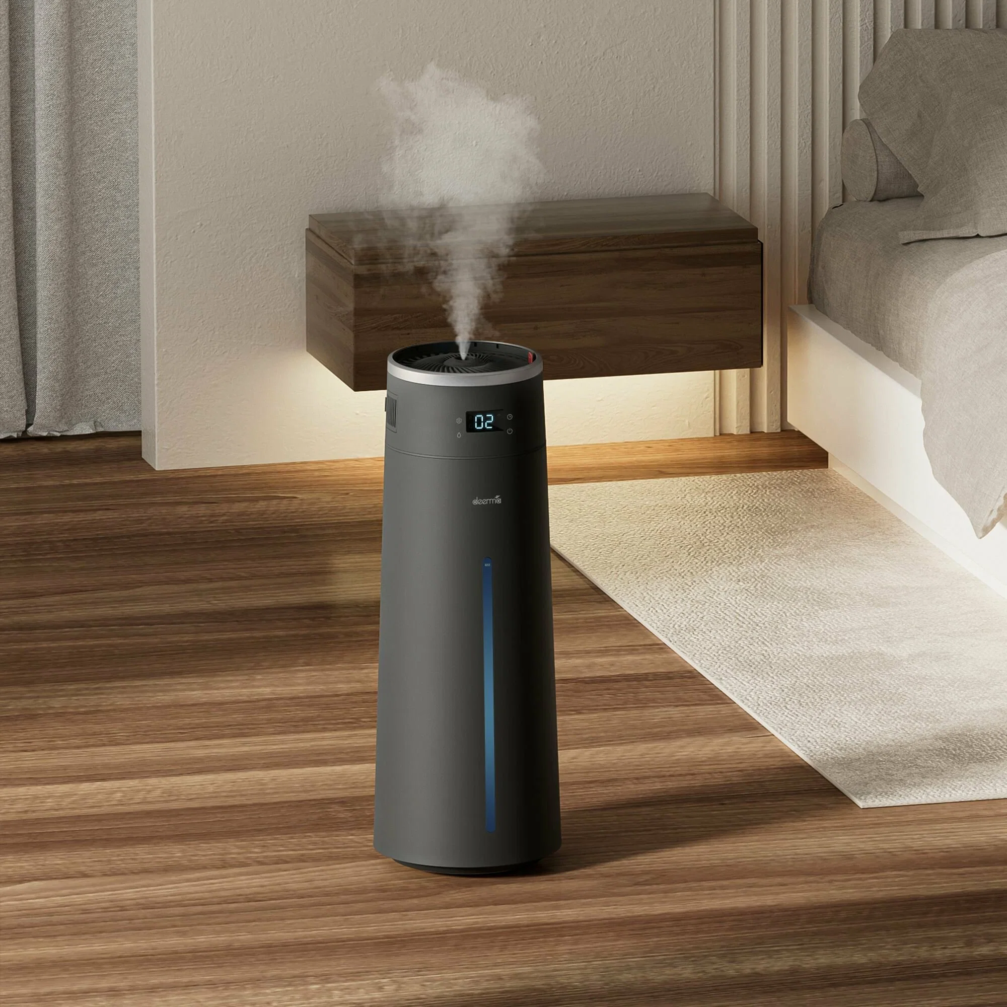 Увлажнитель воздуха Deerma DEM-F950W серый, 50 м², 8 л, ультразвуковой, гигростат, управление со смартфона, антибактериальное покрытие
