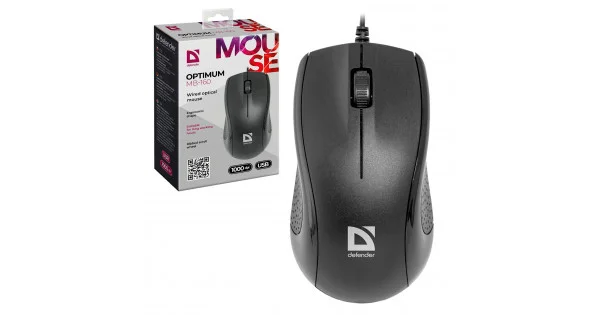 Defender Мышь проводная оптическая Optimum MB-160 2 + колесо кнопка / 1000 dpi / USB / каб - 1,5м / чёрный.