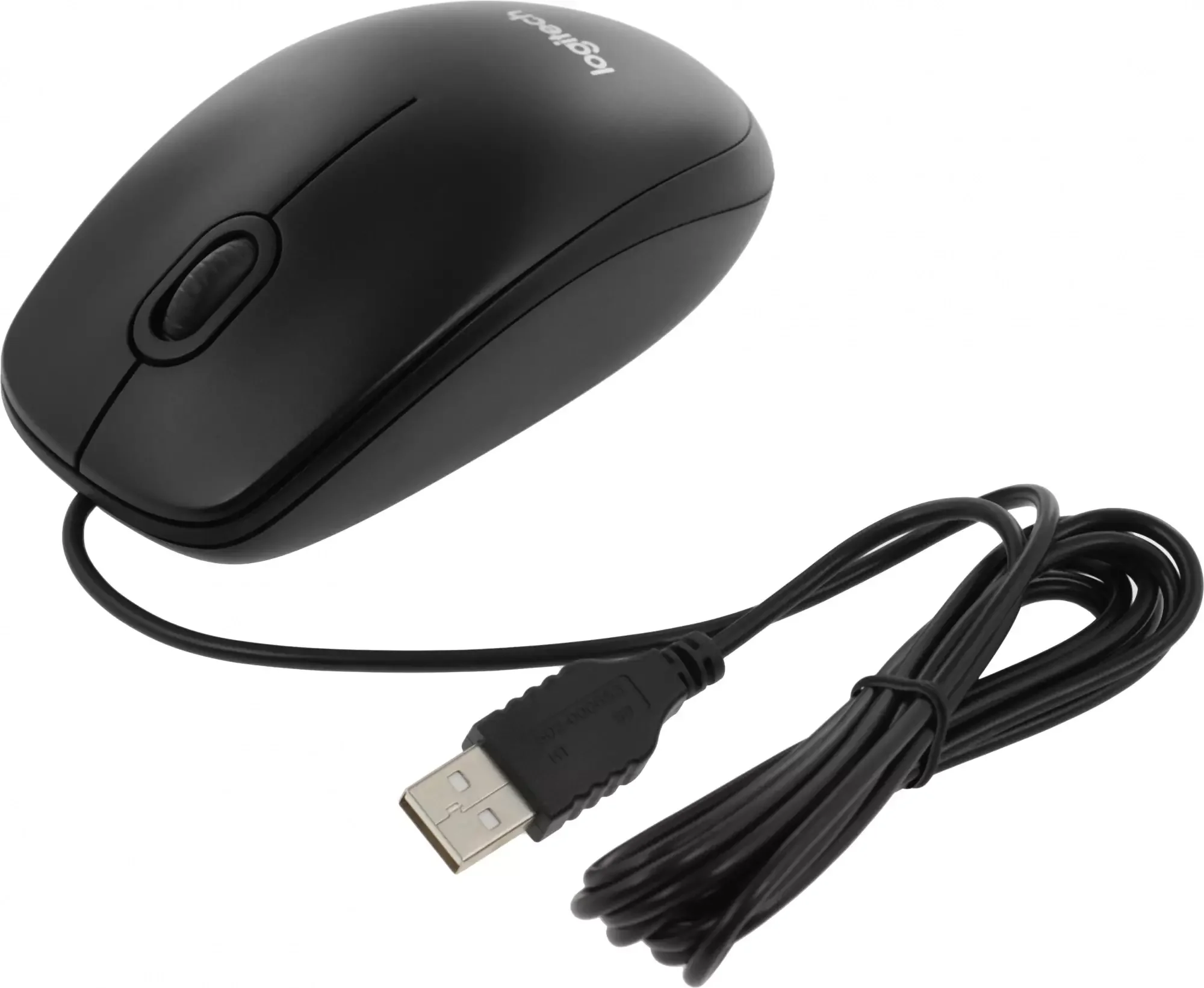 Logitech Мышь проводная B100, оптическая, 1000 dpi, USB, кабель 1,8 м, чёрный.