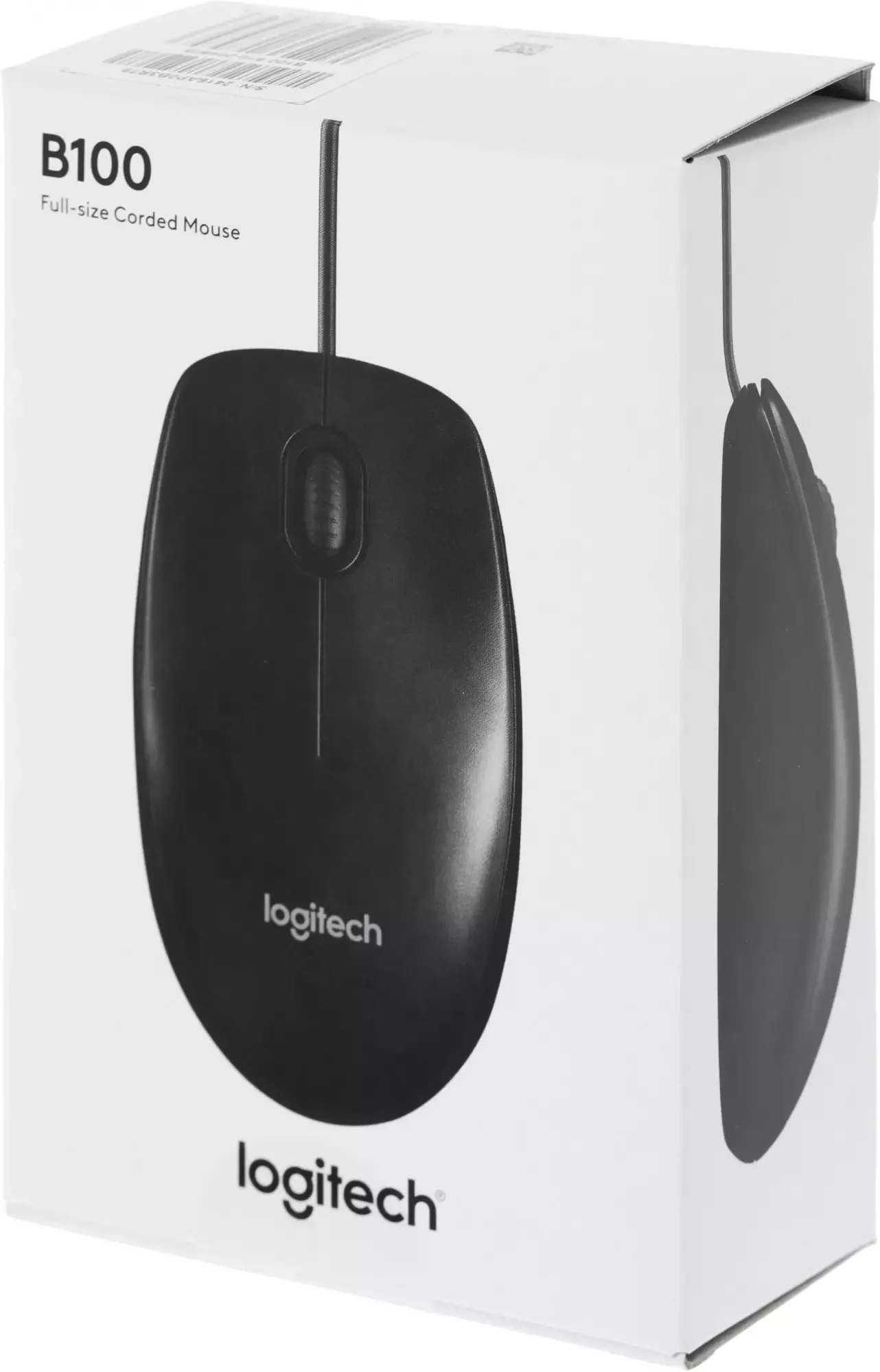 Logitech Мышь проводная B100, оптическая, 1000 dpi, USB, кабель 1,8 м, чёрный.