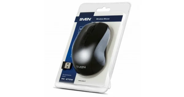 SVEN Мышь беспроводная RX-270W чёрная (3+1кл. 800-1600DPI, блист)
